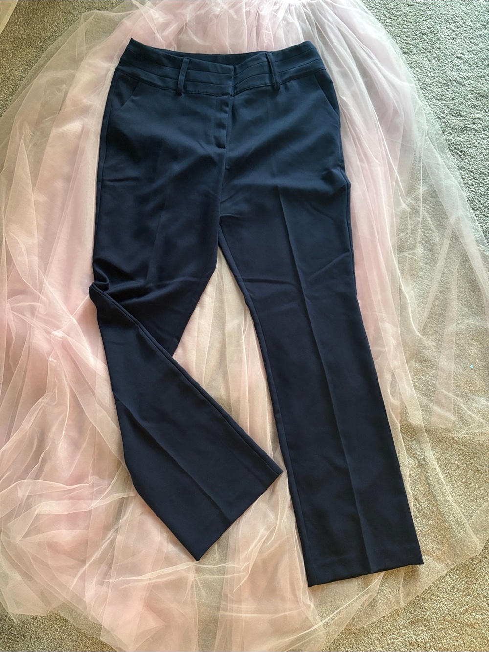 New York & Company Navy Straight-Leg Tailored Trousers